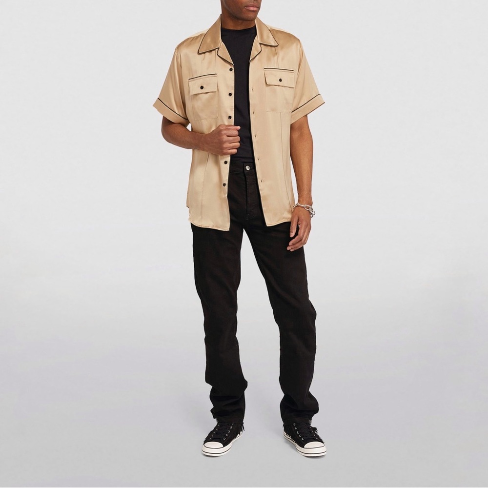 Keiser Clark Button Down Shirt | Size 2XL | Tan & Black | 100% Polyester |